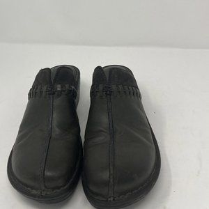 BOC BORN CONCEPT Black Slip On Leather Mules Clogs Comfort Shoes Size 6.5